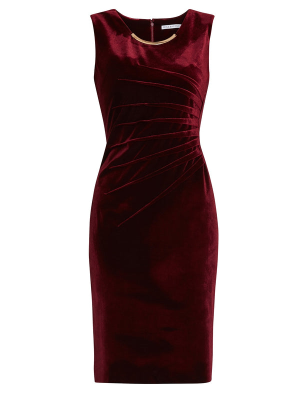 Gaela Velvet Dress, Wine