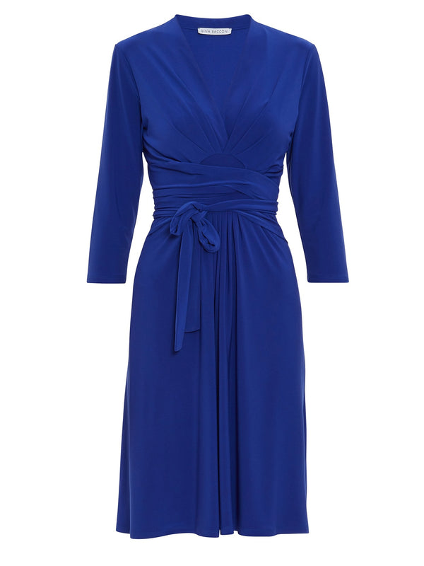 Dessa Jersey Dress With Tie Belt, Sapphire