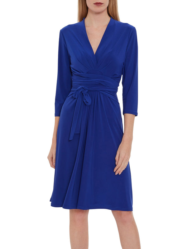 Dessa Jersey Dress With Tie Belt, Sapphire